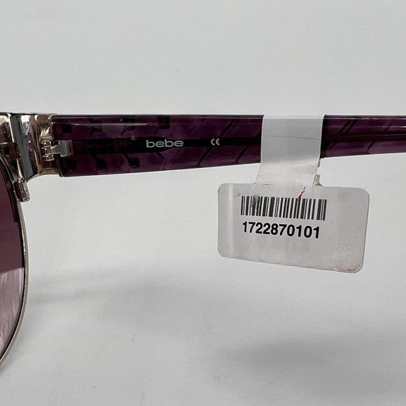 Bebe BB7208 710 Sunglasses Square Cat Eye Metal Gold Purple Berry 55-16-135 $199 main image 8